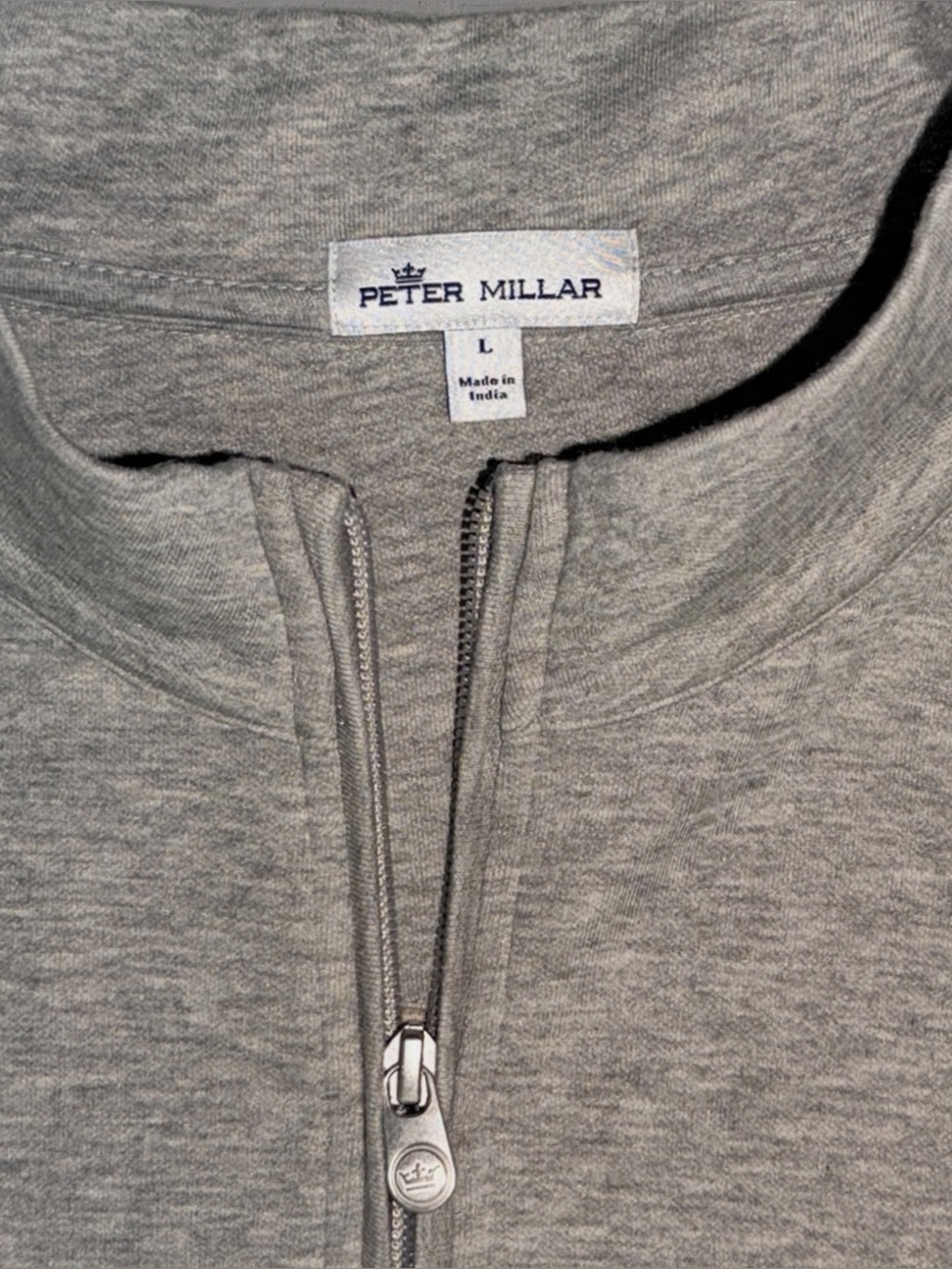 Peter Millar Crown Comfort Interlock Quarter Zip Pullover Heather Gray Large
